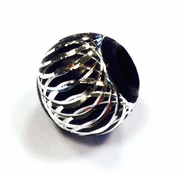 Aluminum bead 14 mm black-silver