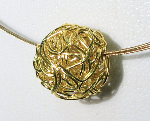 Draht-Kugel - Wellendraht - Kugel 16mm -gold farbig