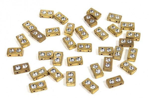 Doppelloch Element - 10x6mm - gold farbig - 35 Stück