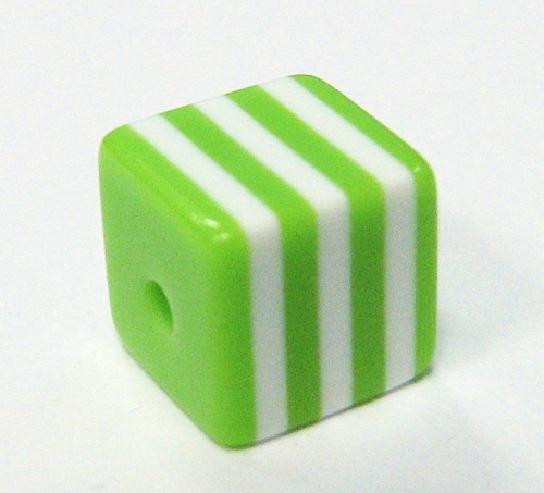 Würfel 8x8mm - Stripes - apfelgrün/weiss