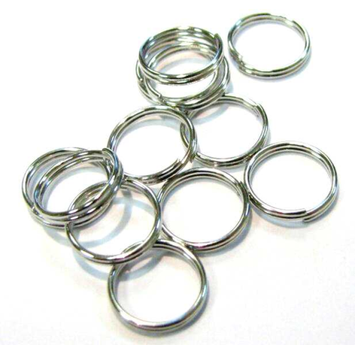 Split rings / snap rings 10x0,7 mm – 17 platinum coloured pieces