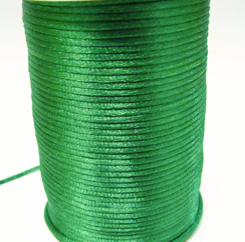 Silk ribbon 2 mm – emerald green – 1 meter artificial silk