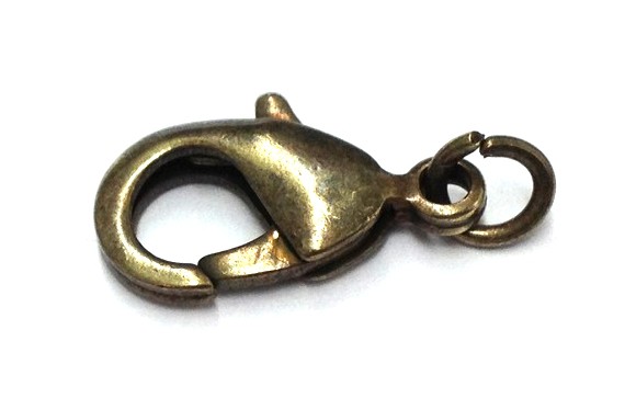 lobster claw clasp 18 mm – color: Bronze – with binding ring – high quality