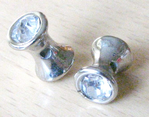 Rhinestones “bones” platinum coloured, 14x8mm, 1 pcs.