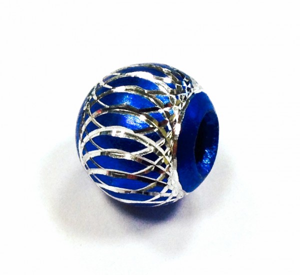 Aluminum bead 10 mm blue-silver