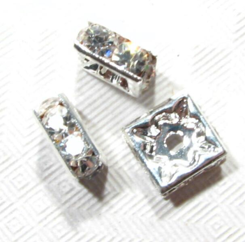 Rhinestone Rectangle 8x8 mm – platinum colored – Crystal: Clear – 1 pcs.
