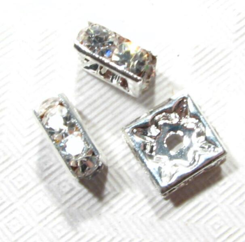 Strass Viereck 6x6mm -platin farbig - Kristall: klar