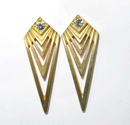 Earrings gold matte with Swarovski crystal