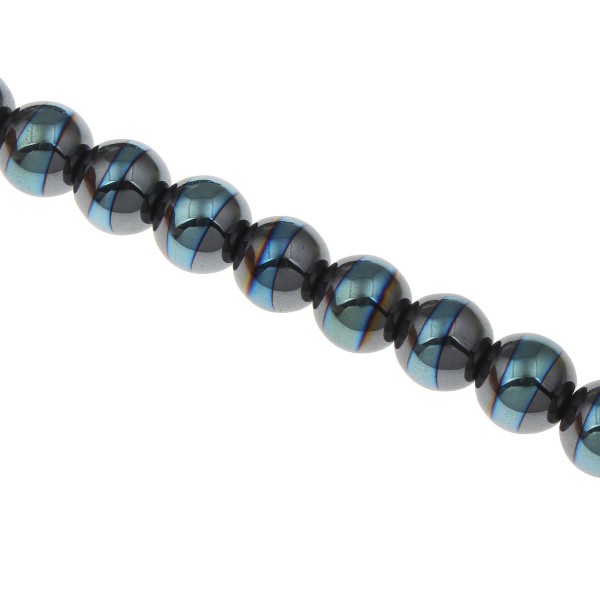 Hematite bead 10 mm glossy – turquoise coloured refined – 1 pcs.