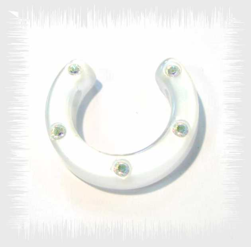 Polaris Creativ -Hufeisen- 22 mm, glossy white, with Swarovski crystal AB