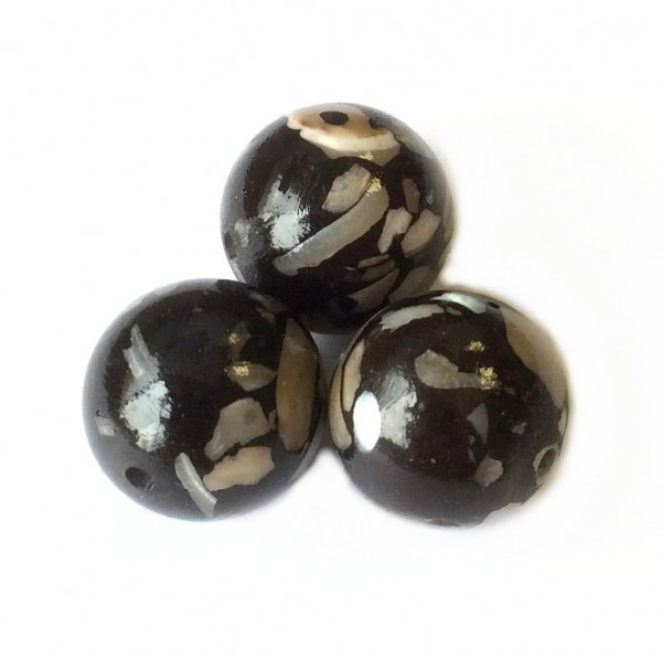 Mother-of-bead splinter bead made of resin 14 mm – black – 1 pcs.