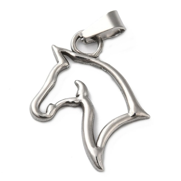 Pferdekopf - Anhänger aus Edelstahl - 2,2x1,9cm - 1 Stück