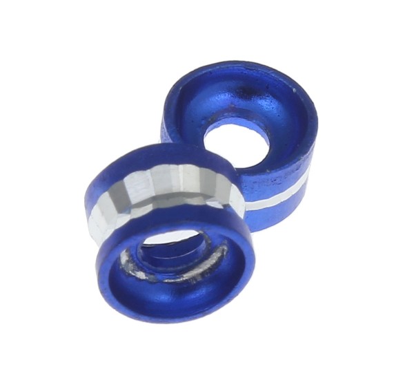 Aluminium Röhre - Radl 6x4mm blau-silber- Loch 2mm - 1 Stück