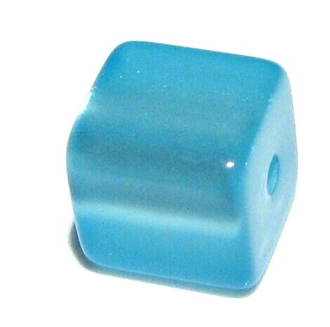 Polaris cube 6 mm bright turquoise glossy – small hole