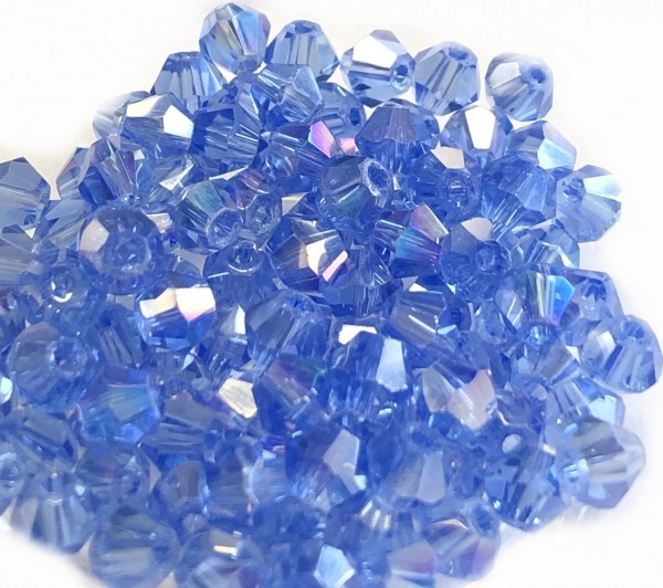 Bicone crystal 4mm - 100 pieces in zip bag - light blue shimmer
