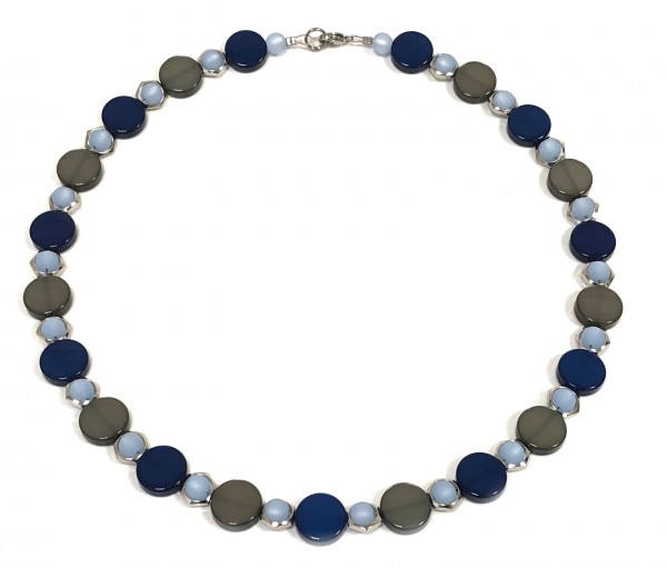 Polaris - Edelstahl Collier - 45cm - blau-grau