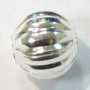 bead 6 mm – grooved – silver coloured