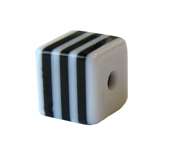 Würfel 8x8mm - Stripes - weiss-schwarz