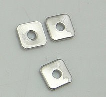 Spacer Quadrat 6x6mm - Farbe: platin - 1 Stück - Loch 2mm - mit abgeschrägten Ecken