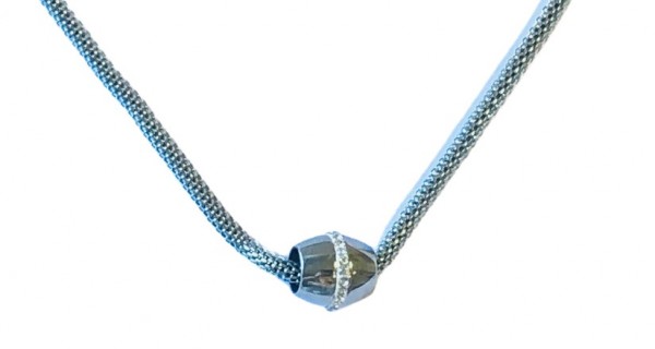 Milanese necklace with crystal pendant – stainless steel – length 45 cm