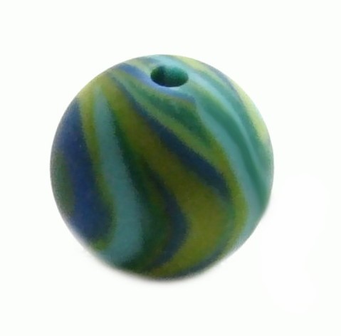 Polaris bead Zebra 12 mm – color: Green-blue mix – small hole