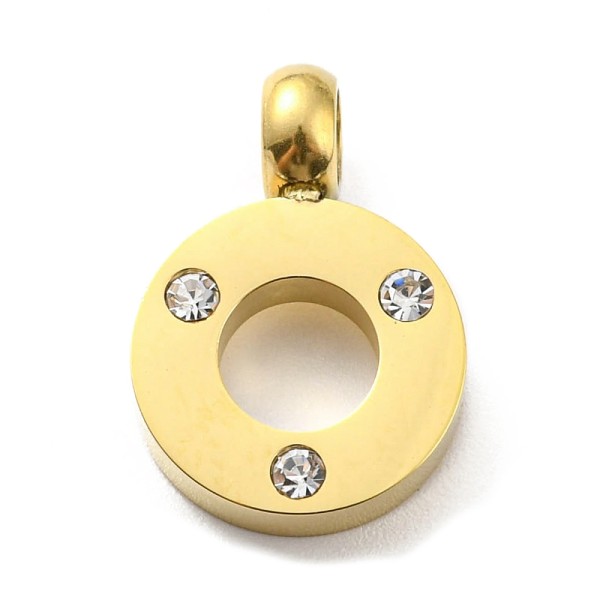 Kristall - Anhänger aus Edelstahl 14K vergoldet -1,3cm - 1 Stück