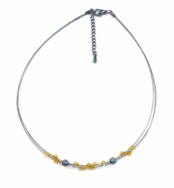 Steel wire collier – saffron – adjustable length 41-46 cm