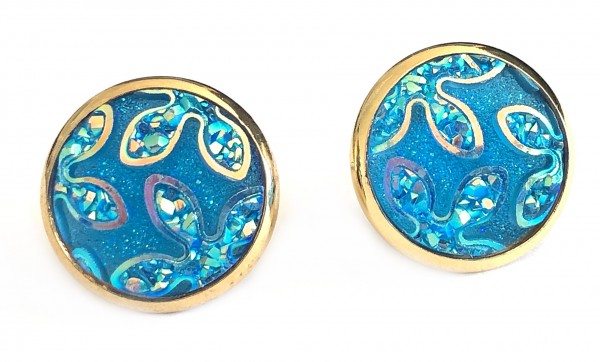 Sunny stud earrings stainless steel 14mm - gold turquoise