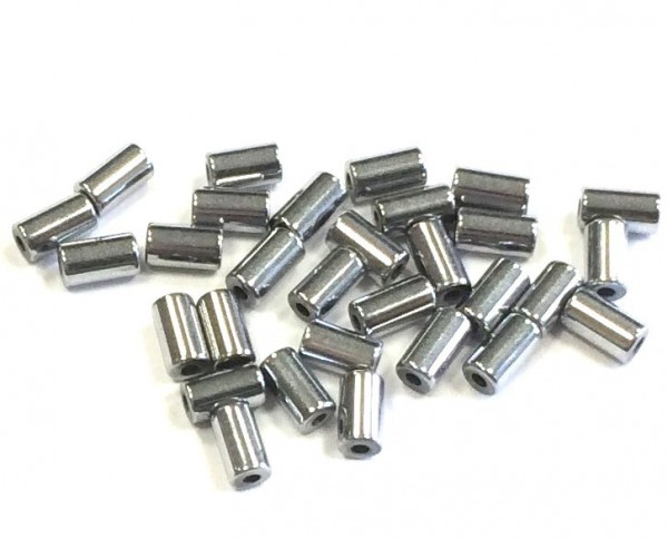 Hematite tubes 5x3 mm – 30 pieces – platinum glossy coloured finish