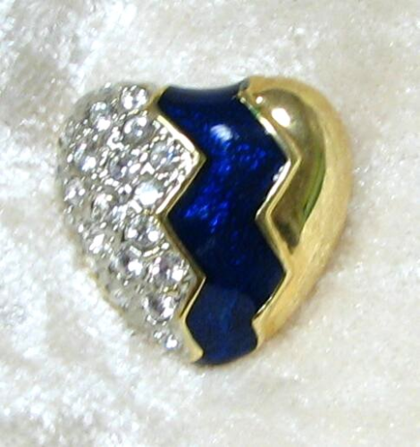 Herz gold/blau mit Swarovski Kristall