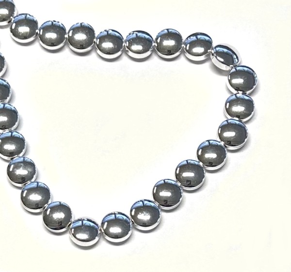 Hämatit Coin 8x4mm - silber hochglanz veredelt - 1 Stück