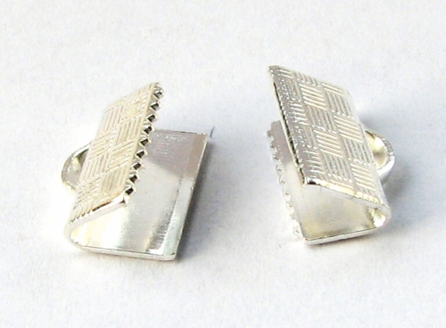 Tape clamps for changing jewelry PVC tapes 10 mm – 2 pieces – silver plated