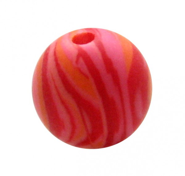 Polarisperle Zebra 12mm - Farbe: rot mix - Kleinloch