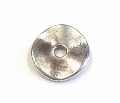 Spacer disc 10 mm corrugated – hole 1,7 mm – color: Old silver
