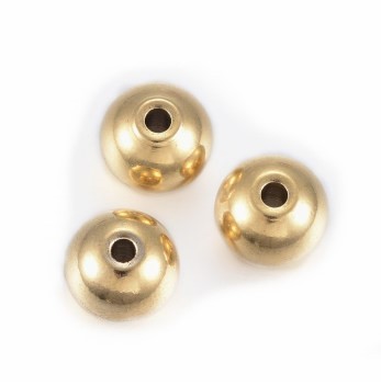 Perle 6mm - Loch 2mm - Edelstahl gold glänzend - 1 Stück