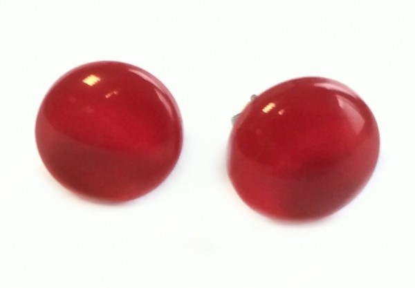 Earrings 12 mm – stainless steel – 1 pairs – glossy red