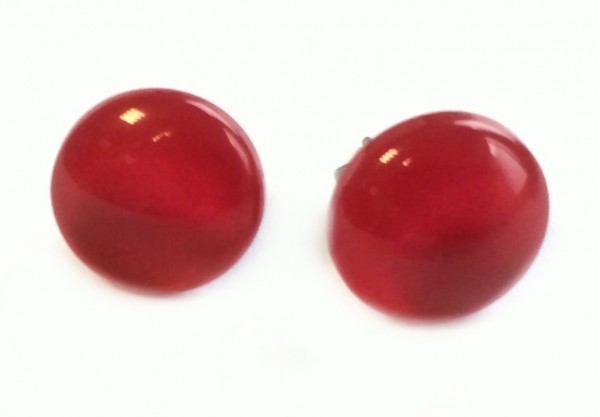 Ohrstecker 12mm - Edelstahl - 1 Paar - rot glänzend