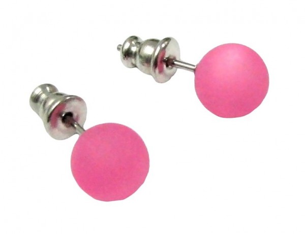 Polaris Ohrstecker 8mm --Edelstahl-- 1 Paar - pink