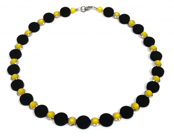 Polaris – stainless steel necklace – 45 cm – black-yellow