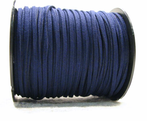 Wool ribbon flat in suede look – dark blue – 1 meter