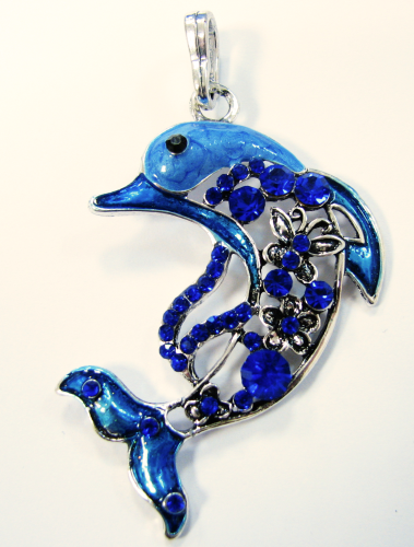 Dolphin -Saphir Dolphin Pendant with Crystal Stones