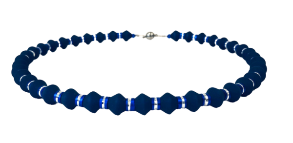 Polaris Doppelkonus Collier - in verschiedenen Längen - nachtblau - stahlblau - silber