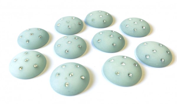 Polaris Cabochon 23 mm – pastel bleu – 10 pieces – with Swarovski crystal – special offer