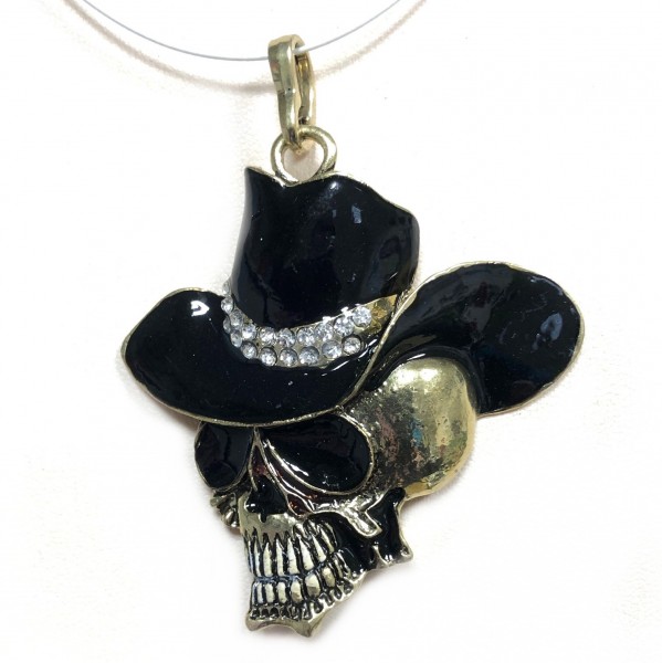 Skull pendant with crystal stones, color: Gold bronze – crystal: Clear
