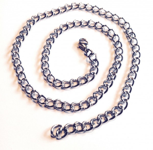 Stainless steel chain – flat armor chain 5 mm with lobster claw clasp closure – length: 46 cm