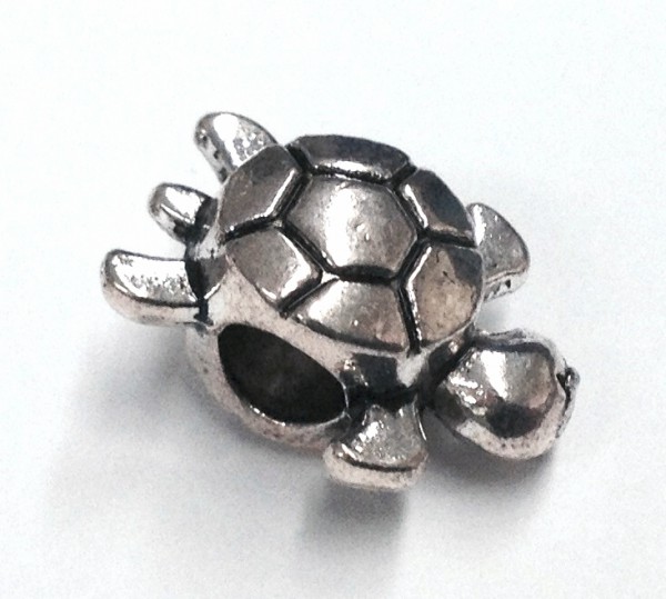 Turtle bead 16x11x8 mm – antique silver – Large hole