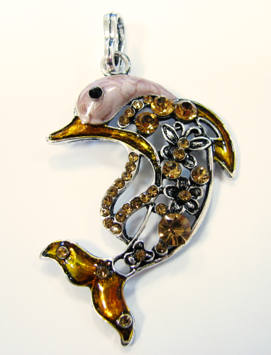Dolphin Topaz Dolphin Pendant with Crystal Stones