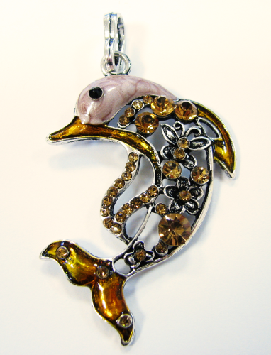 Delphin -Topaz Dolphin- Anhänger mit Kristall-Steinen