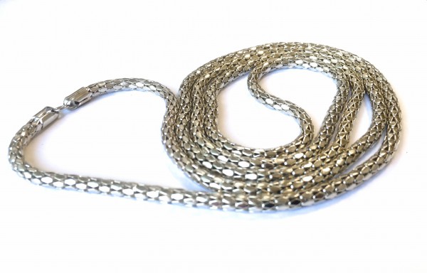 Snake chain 4 mm – 1 meter with end caps and eyelet – color: Platinum