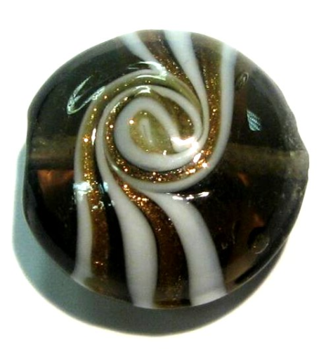 Discus made of glass 20x10mm, basic colour: Brown